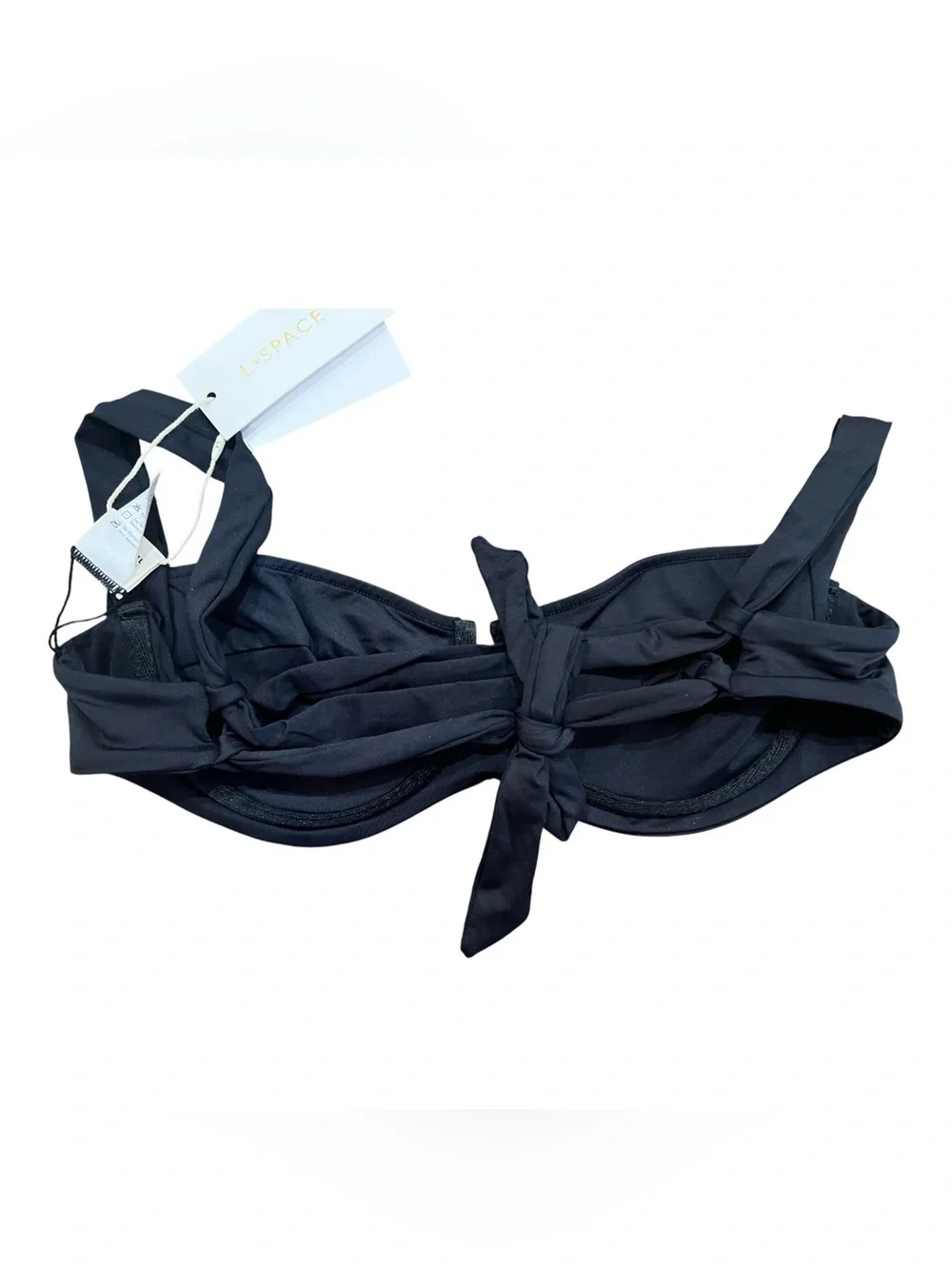 L*Space Camellia Bikini Top Black Size Small Underwire Tie Back $114